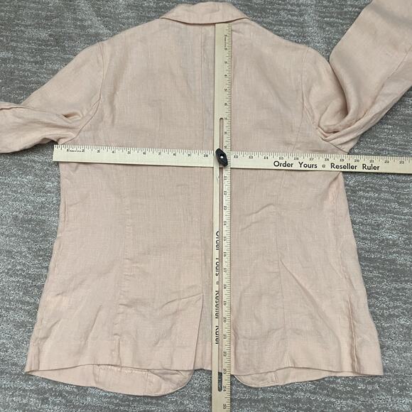 J.Jill Love Linen Blazer Womens Small Pink 100% Linen One Button Lightweight - Picture 9 of 11